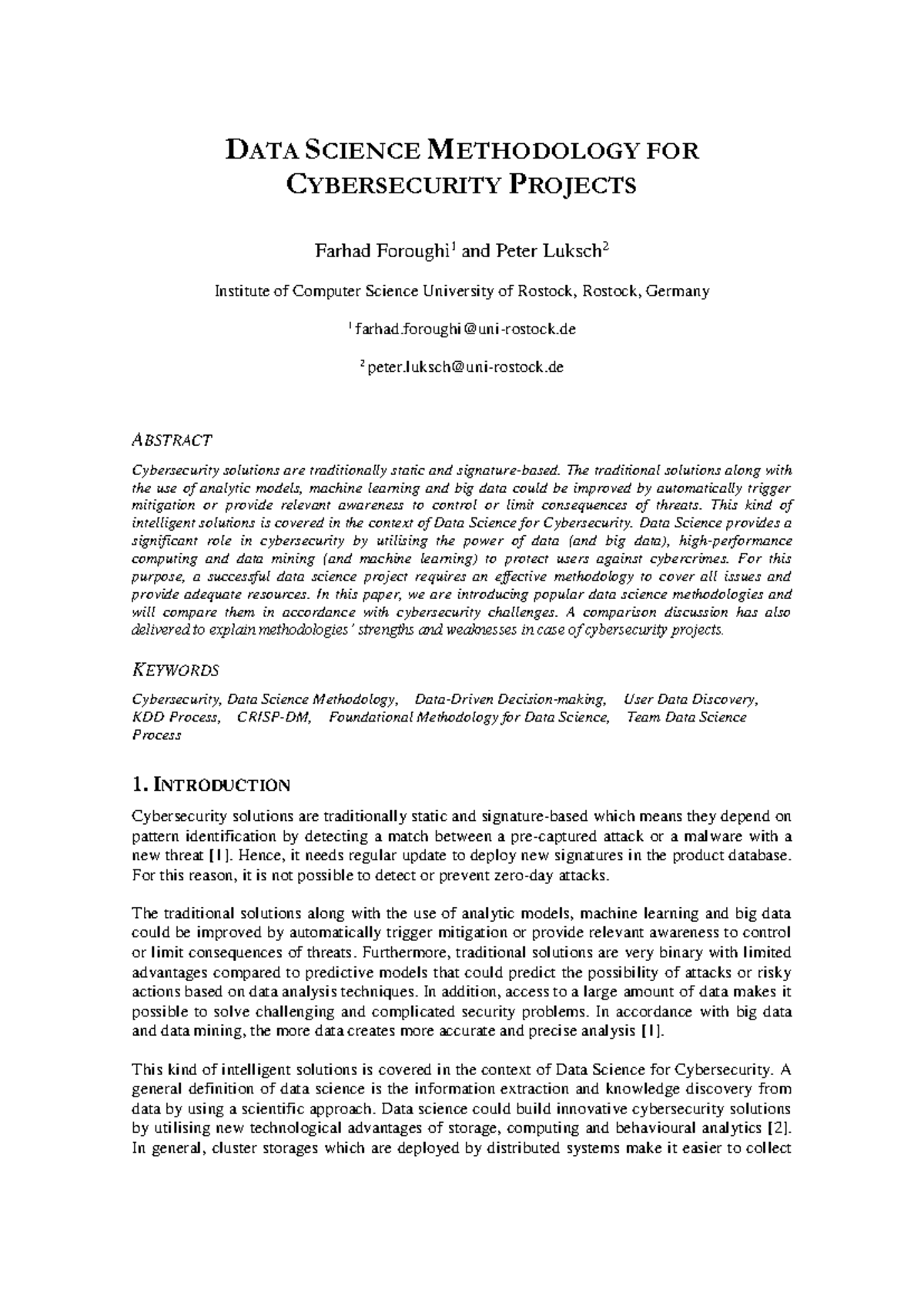 Data science methodology for cybersecurity projects - DATA SCIENCE ...