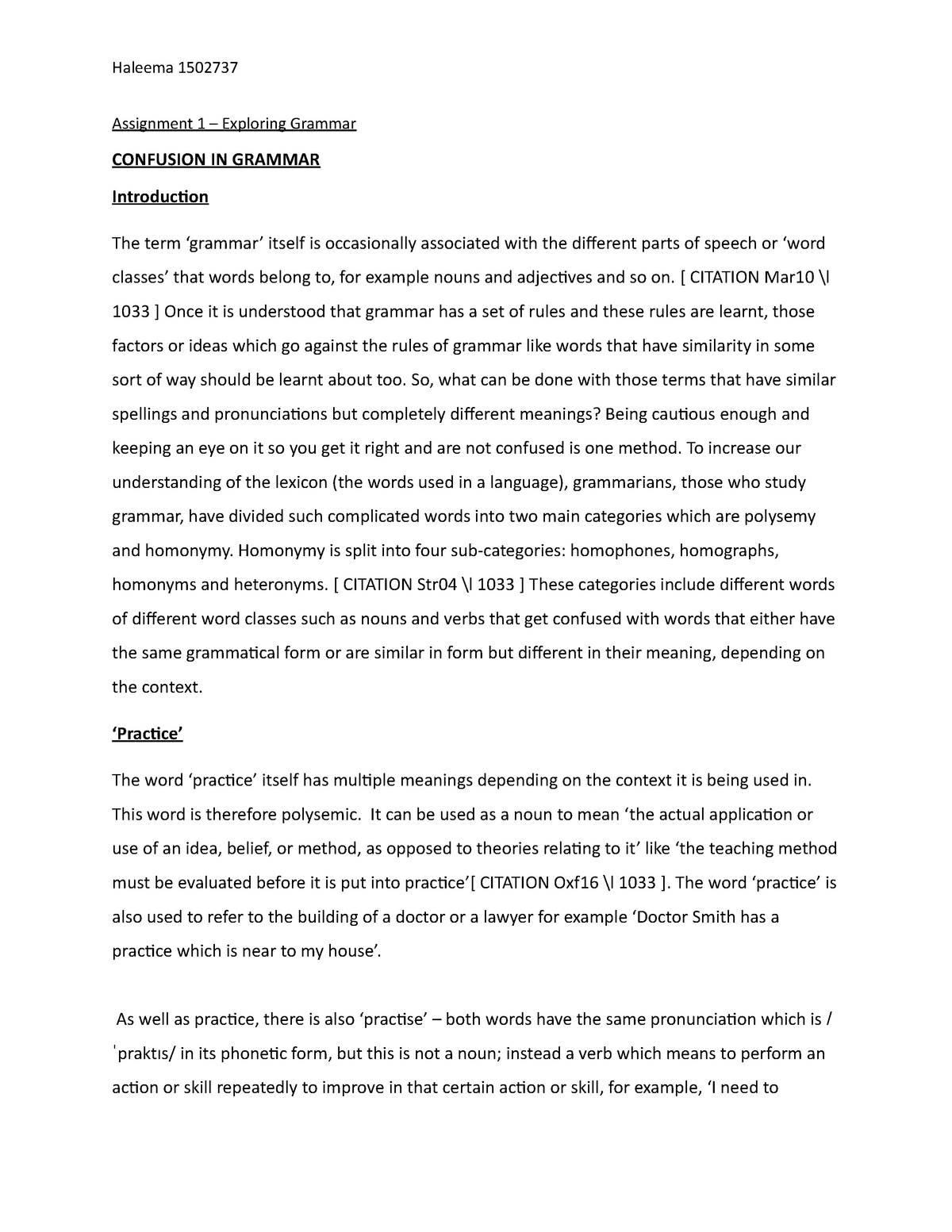 Assignment 1 - report on an agreed area of grammar, written as if for ...