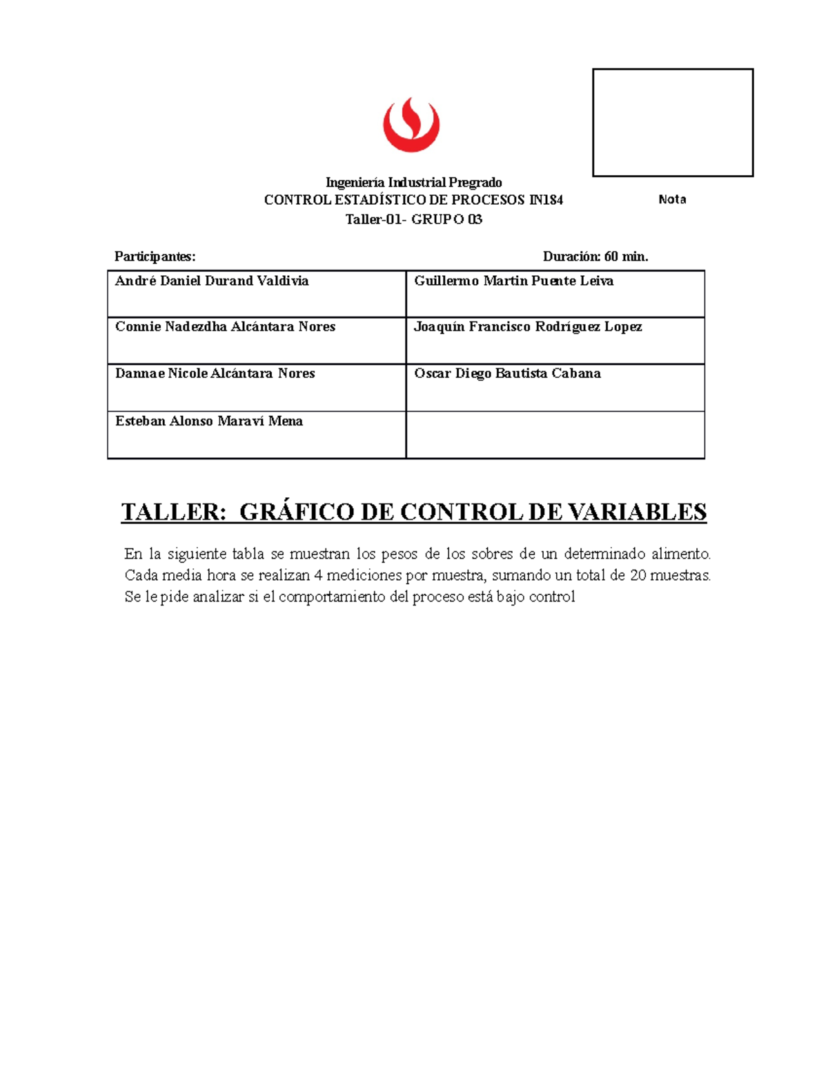 2022-02 CEP Taller 01 Grafico Control Variables X-R Grupo 3 ...