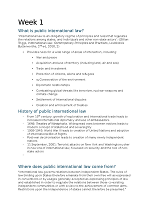 LLH472 Notes - ILLH472: PUBLIC INTERNATIONAL LAW INTRODUCTION TO PUBLIC ...
