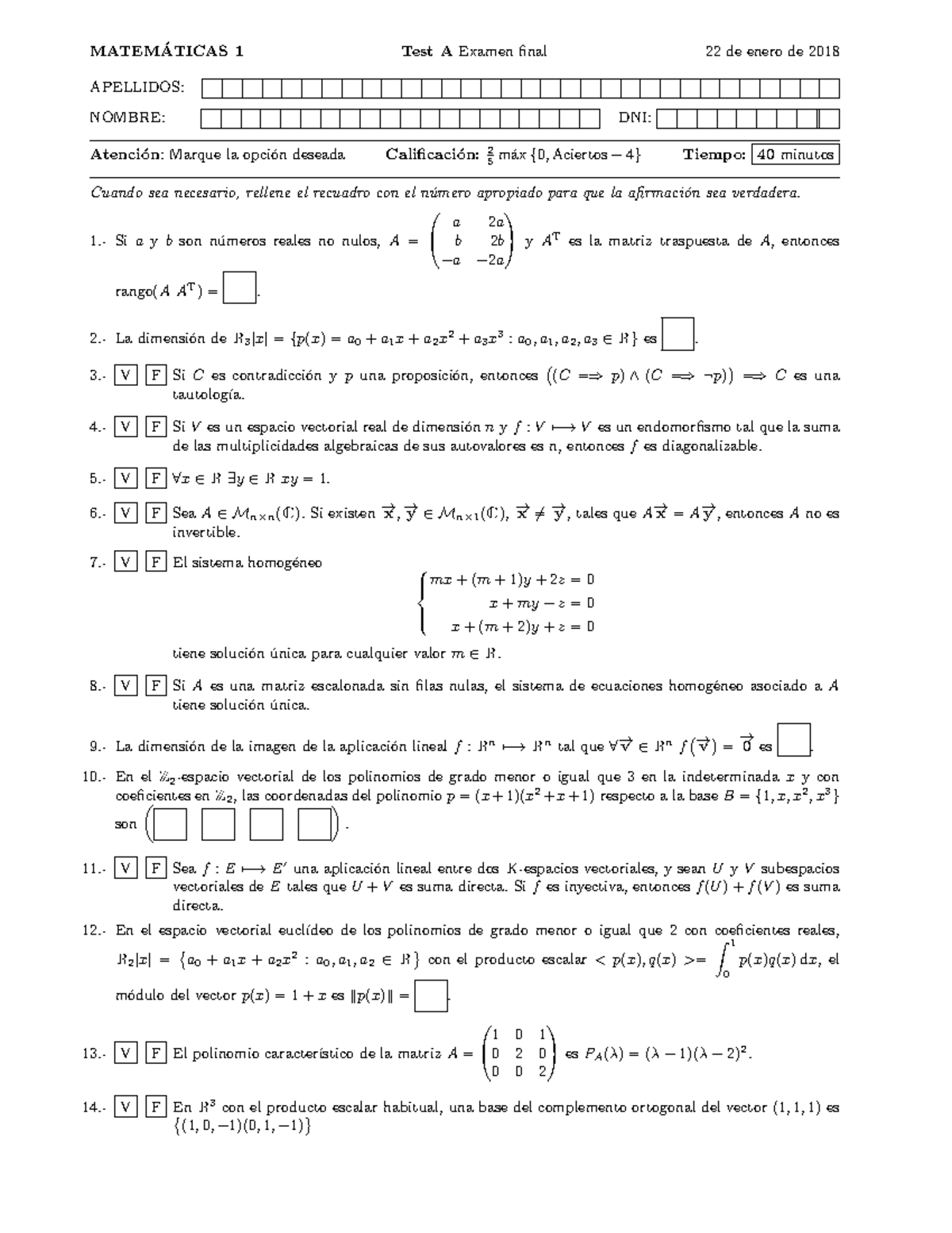 Final 7 Enero 2018 Preguntas Y Respuestas Matematicas 1 Test Final 7 Enero 2018 Preguntas Y Respuestas Matematicas 1 Test