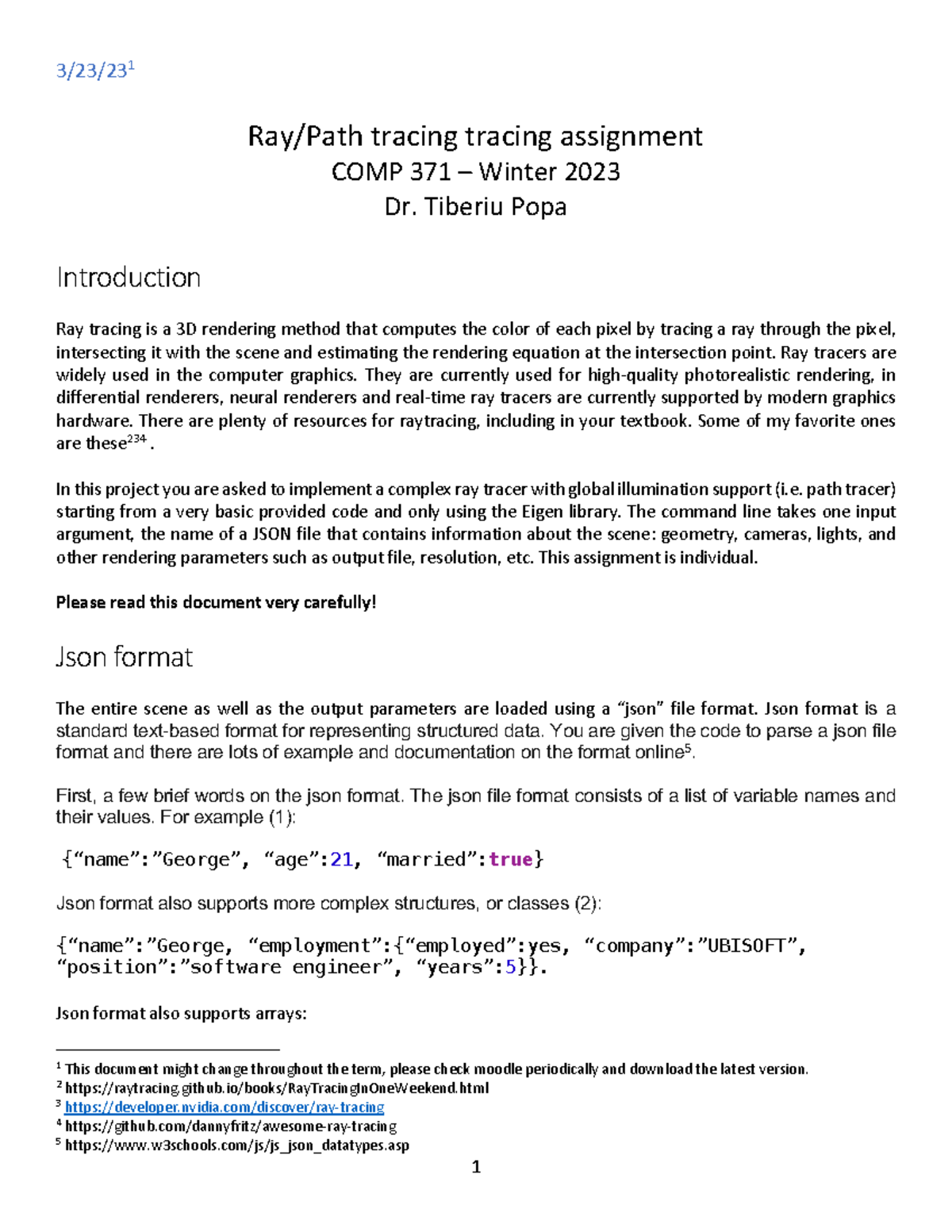 Raytracing Practice - 3/23/23 1 Ray/Path tracing tracing assignment ...