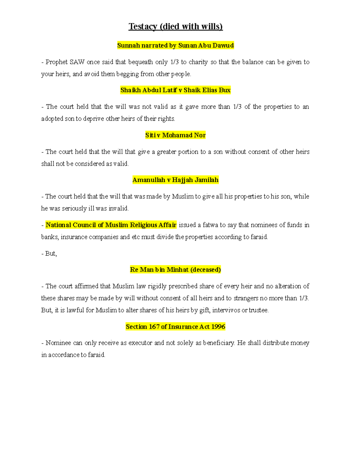 Testacy (Family Law 1) - Lecture notes 10 - Testacy (died with wills ...