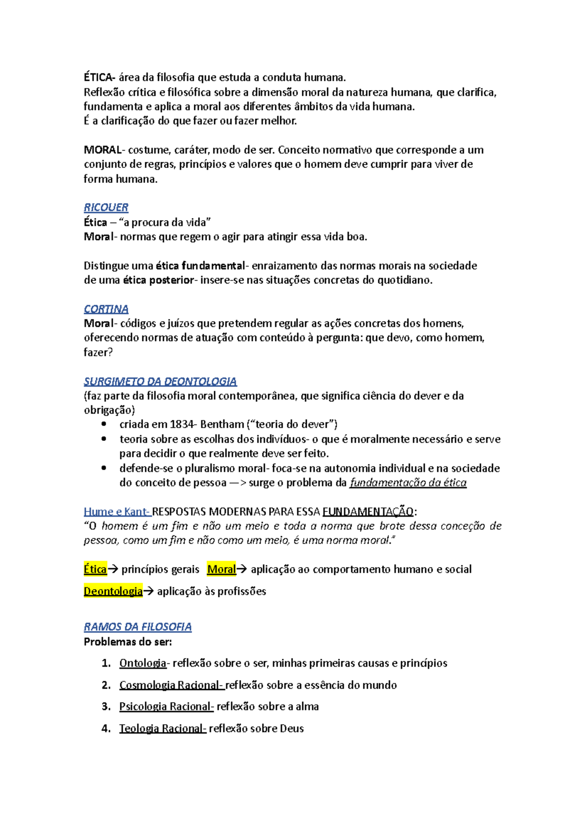 Ética- frequencia - ÉTICA- área da filosofia que estuda a conduta ...