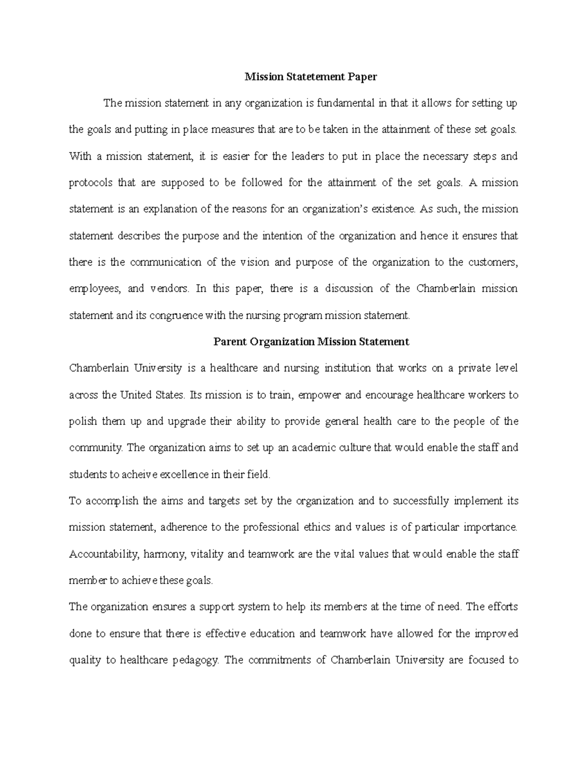 Mission Statetement Paper - With a mission statement, it is easier for ...