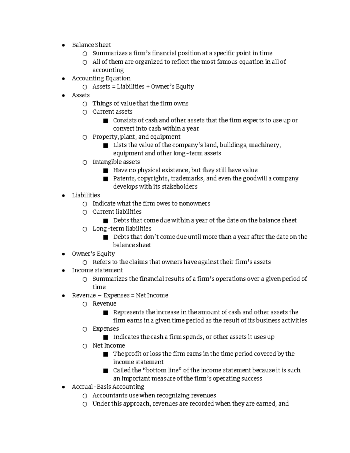 Chapter 8 Accounting - Balance Sheet Summarizes a firm’s financial ...
