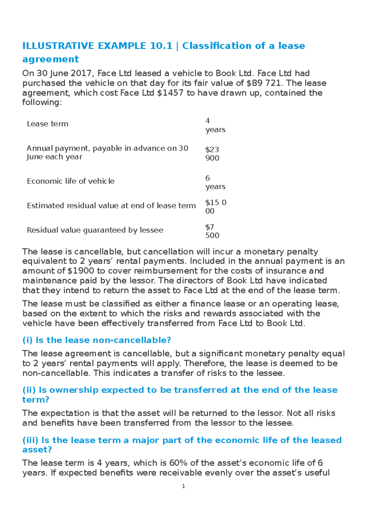 Accounting For Leases Examples - ILLUSTRATIVE EXAMPLE 10 ...