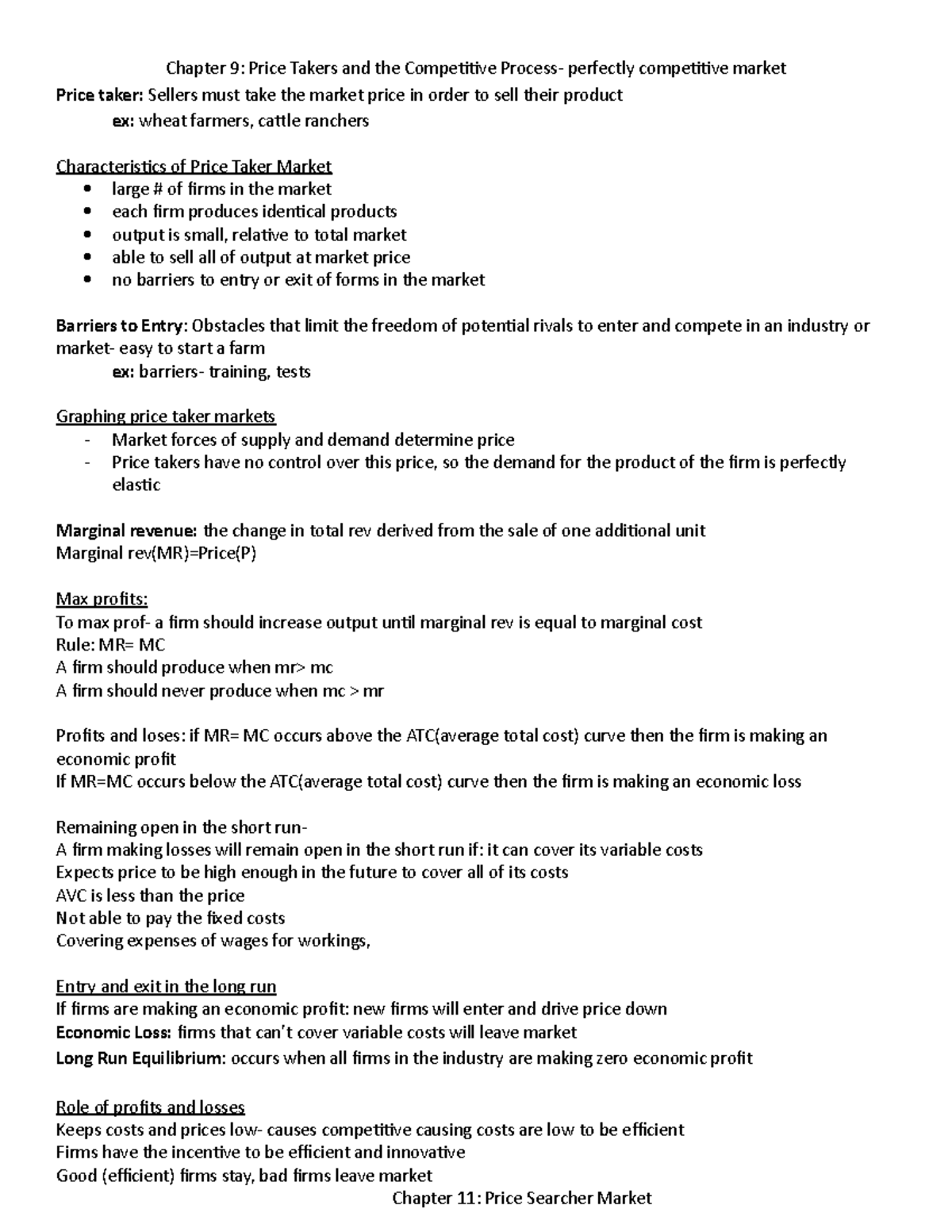 micro chapter 9 Price Takers and the Competitive Process perfectly