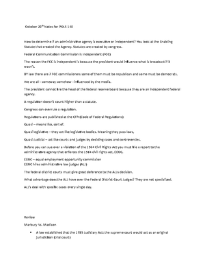POLS 140 Note Sheet 2 - Dr. Mock - The Constitution If a bill is ...