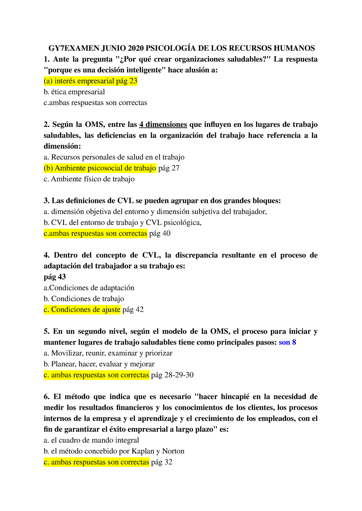 Ex Ã¡menes Psicolog Ã A Juntos Y Bien - GY7EXAMEN JUNIO 2020 PSICOLOGÍA ...