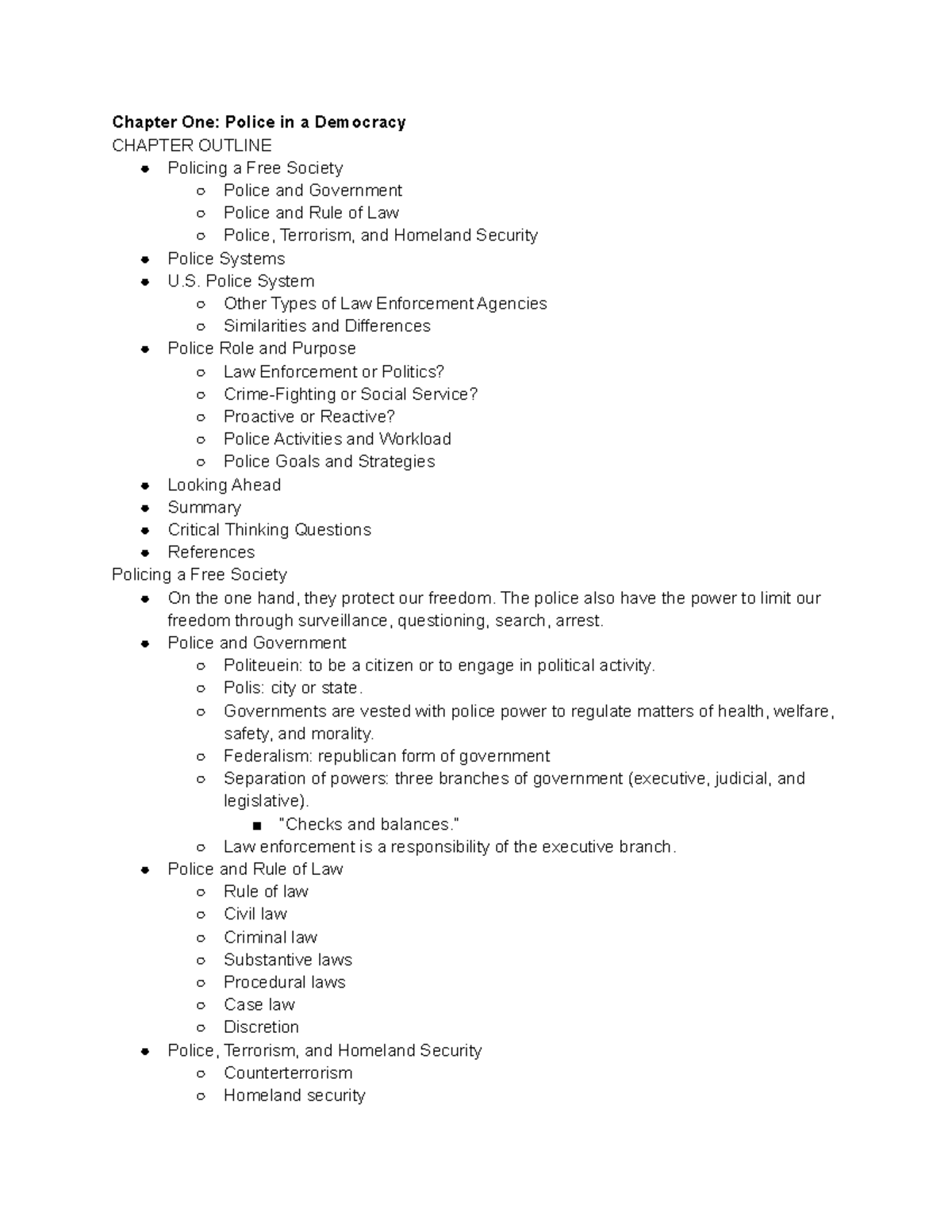 1 19 21 Police And Society Ch 1 2 Chapter One Police In A Democracy CHAPTER OUTLINE Policing 