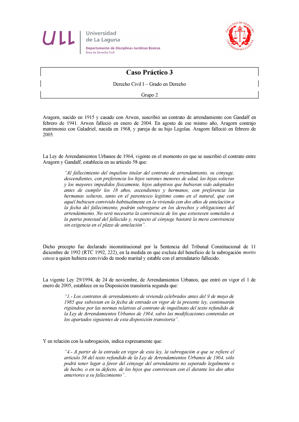 Caso práctico 3 (fraude de Ley) - Derecho Civil I 239361105 - StuDocu