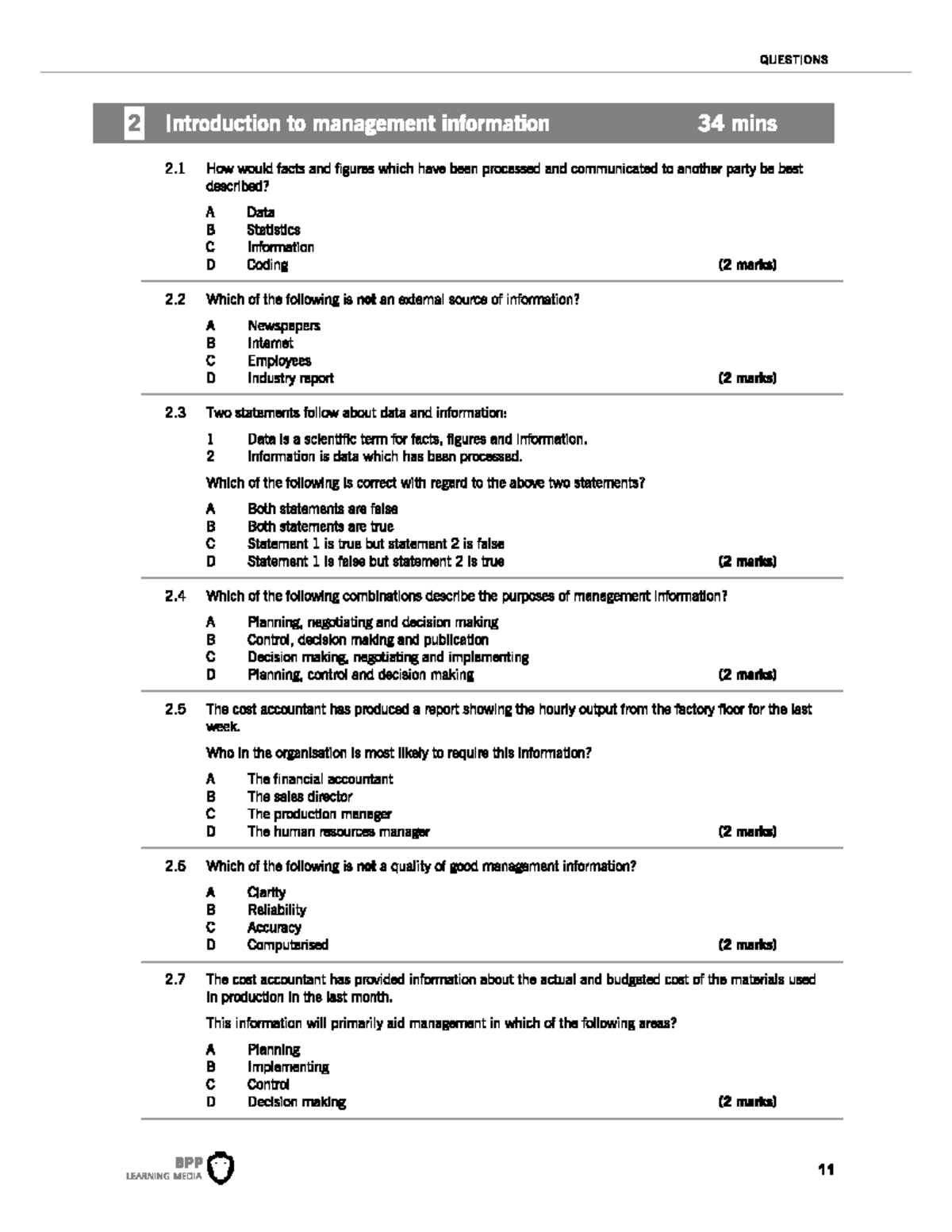 management accounting chapter 1 Association of Chartered Certified