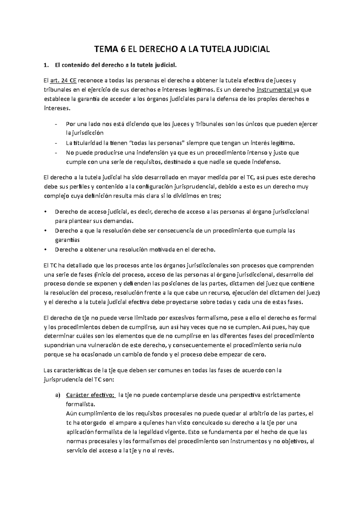 Lección 6 Tutela Judical Efectiva - TEMA 6 EL DERECHO A LA TUTELA ...