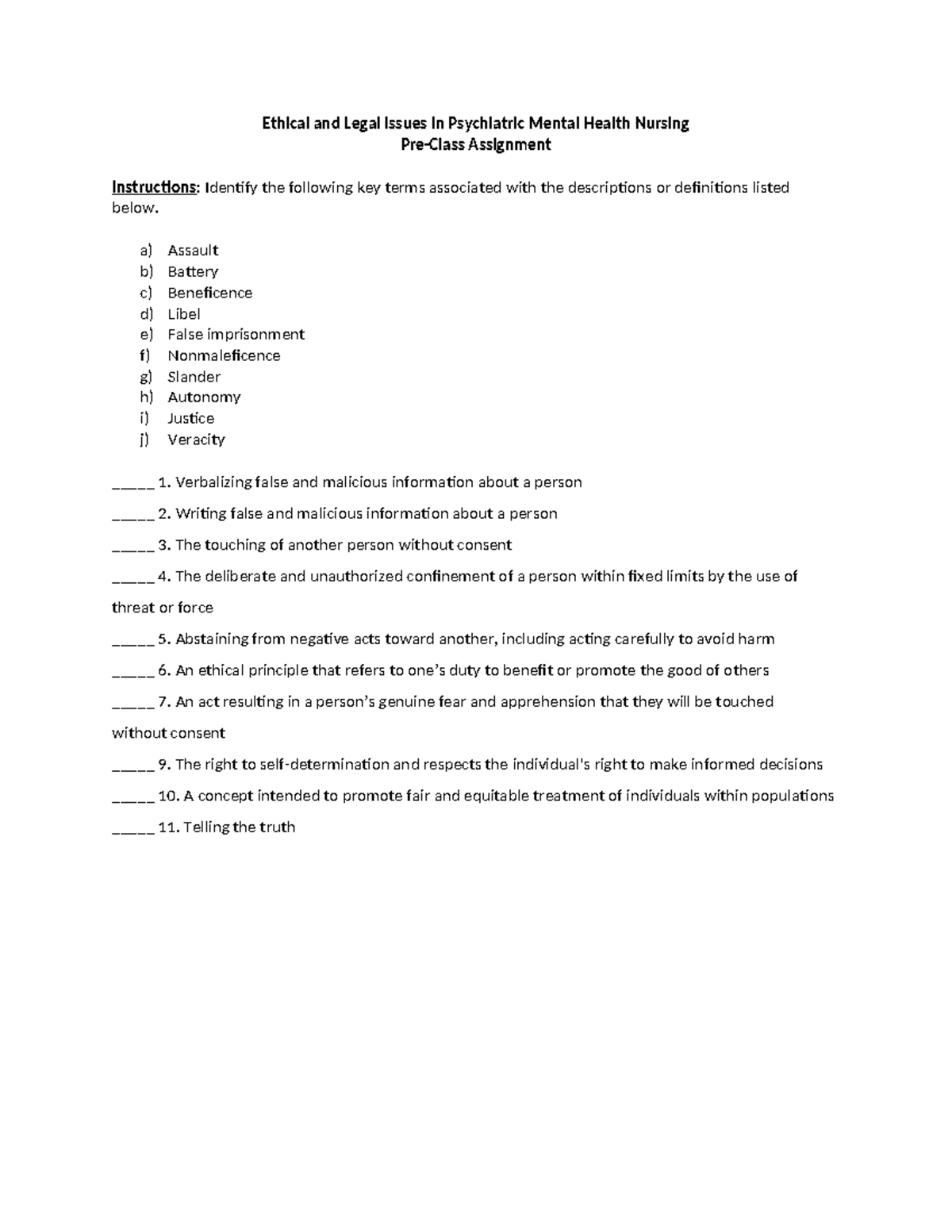 Chapter 3 Pre-Class Work Assignment - Ethical and Legal Issues in ...
