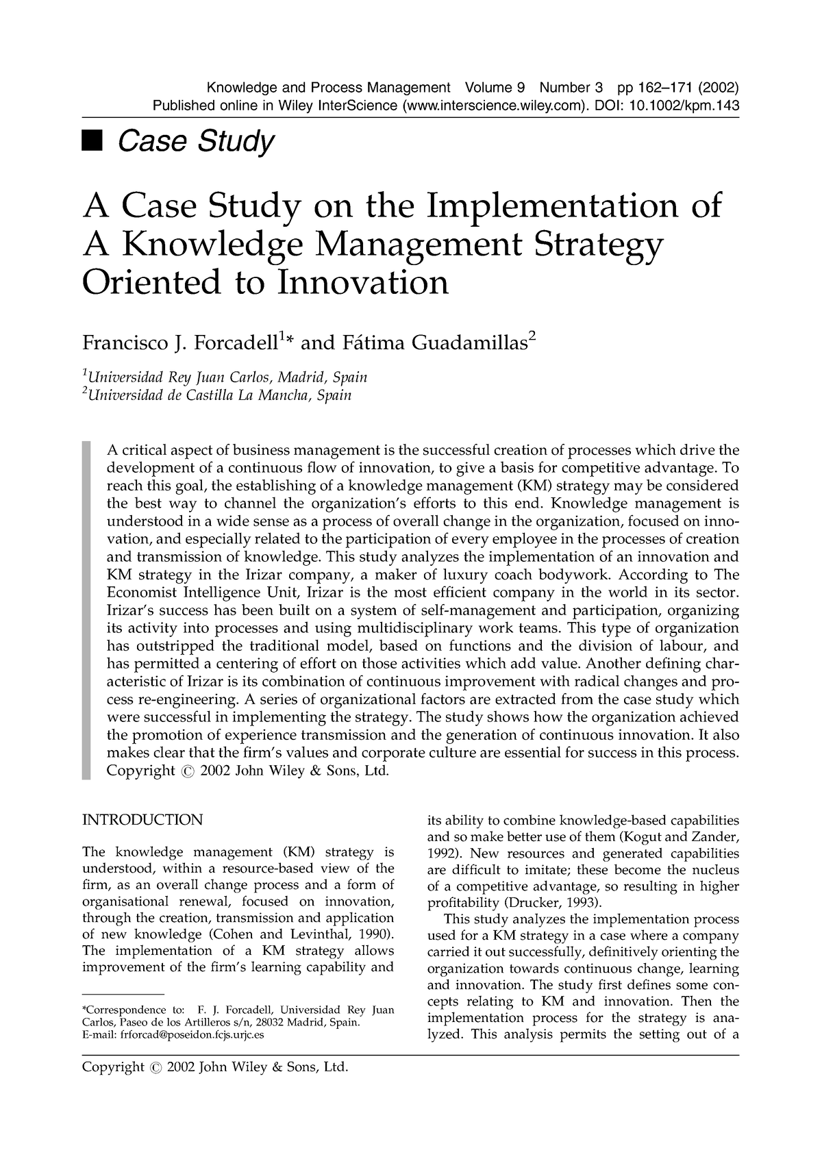 a case study on implementation