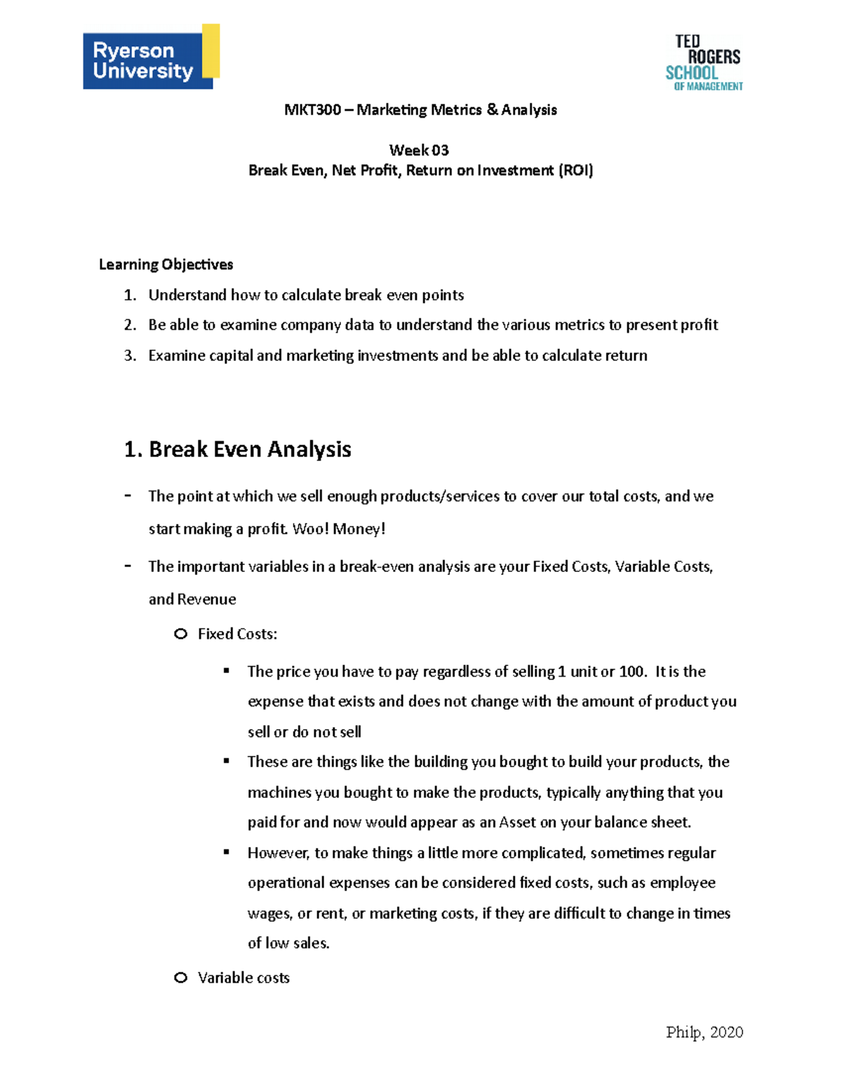 MKT300 - W03 - Class Notes- NOtesss From Class - MKT300 – Marketing ...