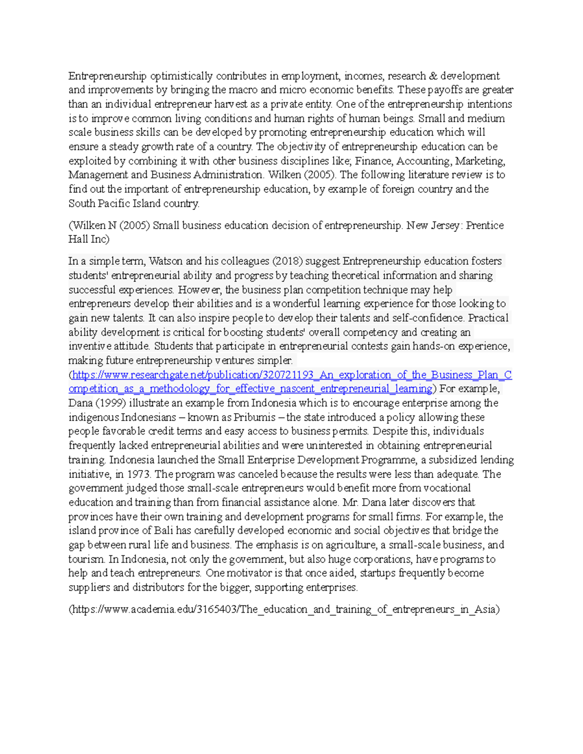 Literature review - fgdg - Entrepreneurship optimistically contributes ...