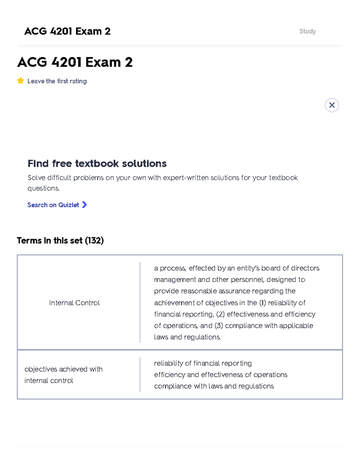 ACG 4201 Exam 2 Flashcards Quizlet - ACG 4201 Exam 2 Leave The First ...