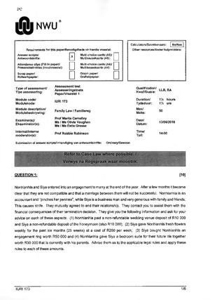 Van der Merwe v RAF case summary - IURI 173 Van der Merwe v The Road