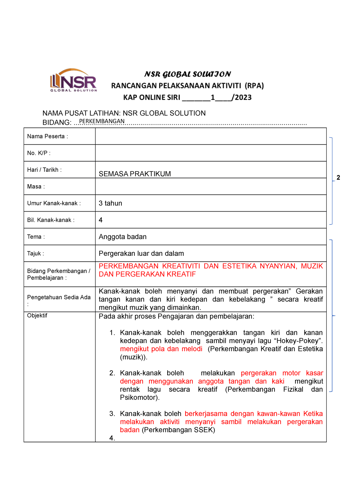 Rpa Muzik Group - RPA - NAMA PUSAT LATIHAN: NSR GLOBAL SOLUTION BIDANG ...