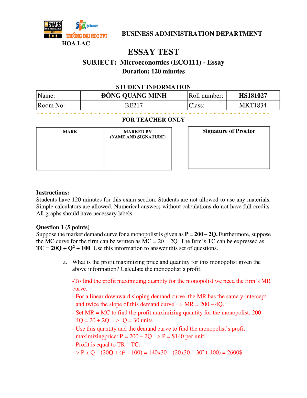 Key Eco111 Nguyen Thanh Tam - HOA LAC BUSINESS ADMINISTRATION ...