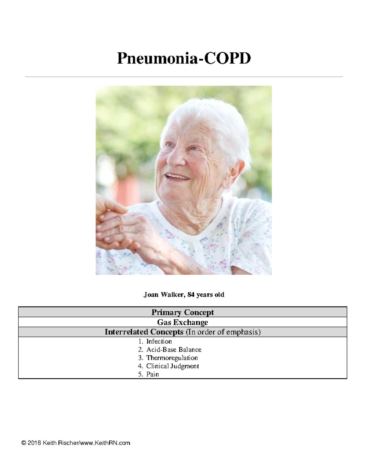 COPD - case study - Pneumonia-COPD Joan Walker, 84 years old Primary ...