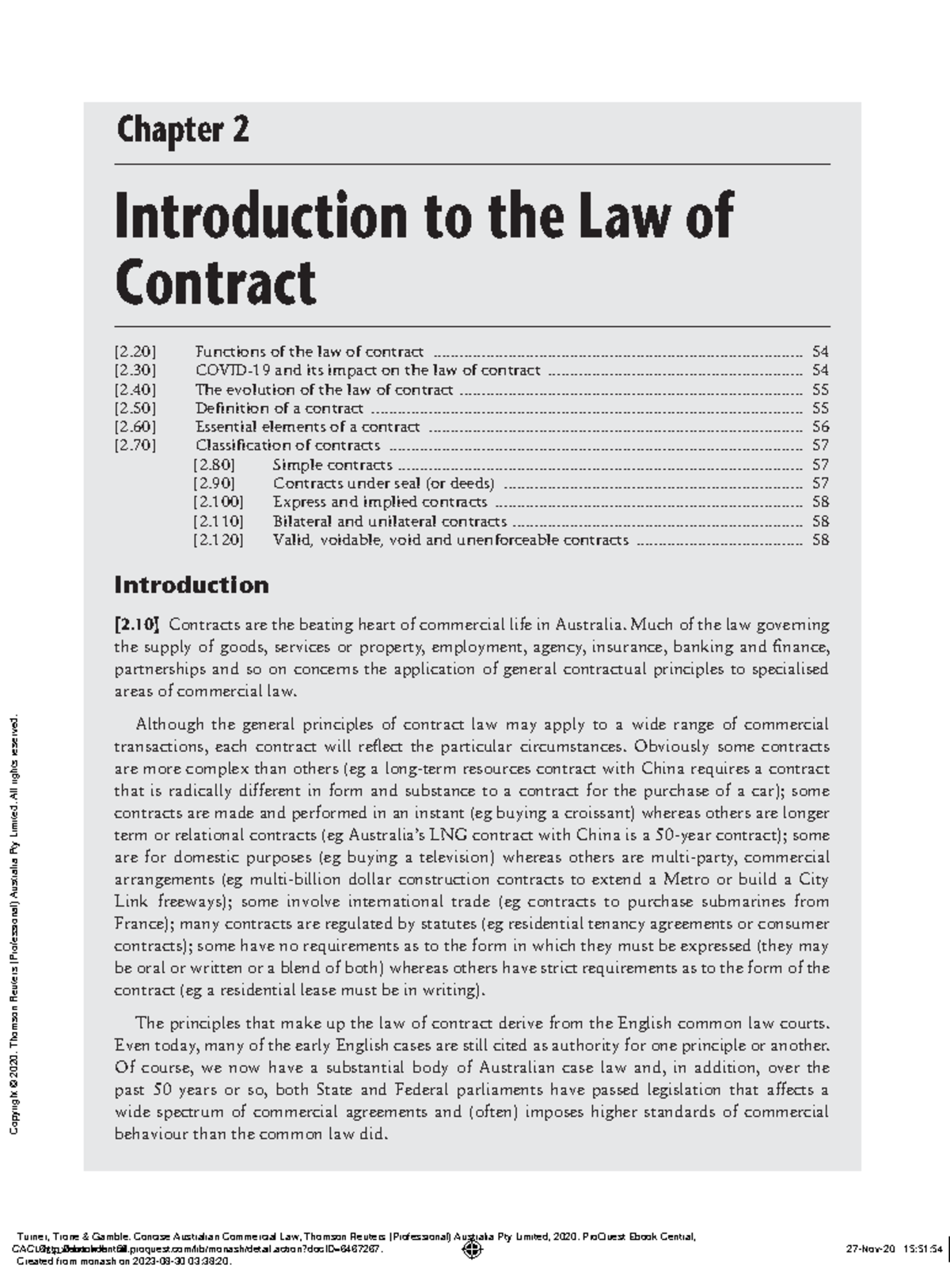 Concise Australian Commercial Law (Chapter 2 Introduction to the Law of Contract) Chapter 2