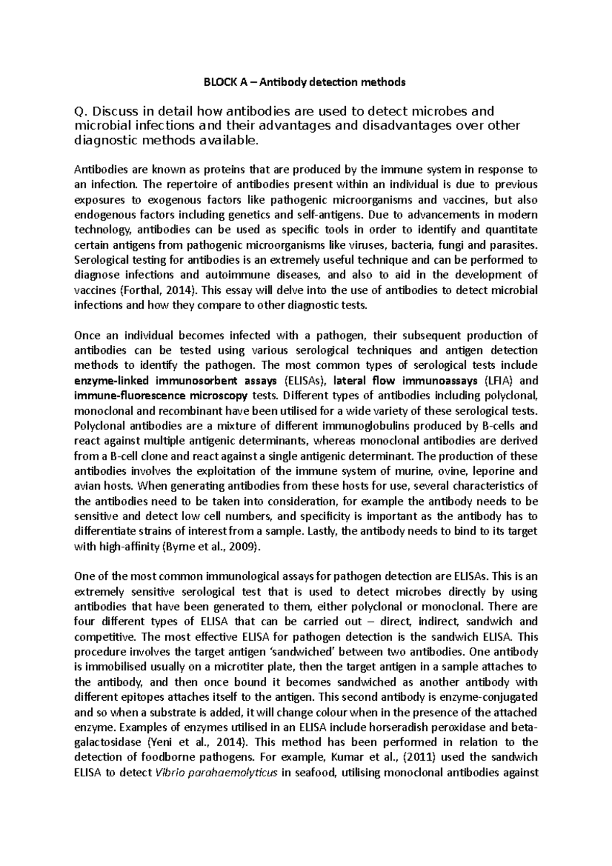 Block A Antibody detection methods BLOCK A Antibody detection