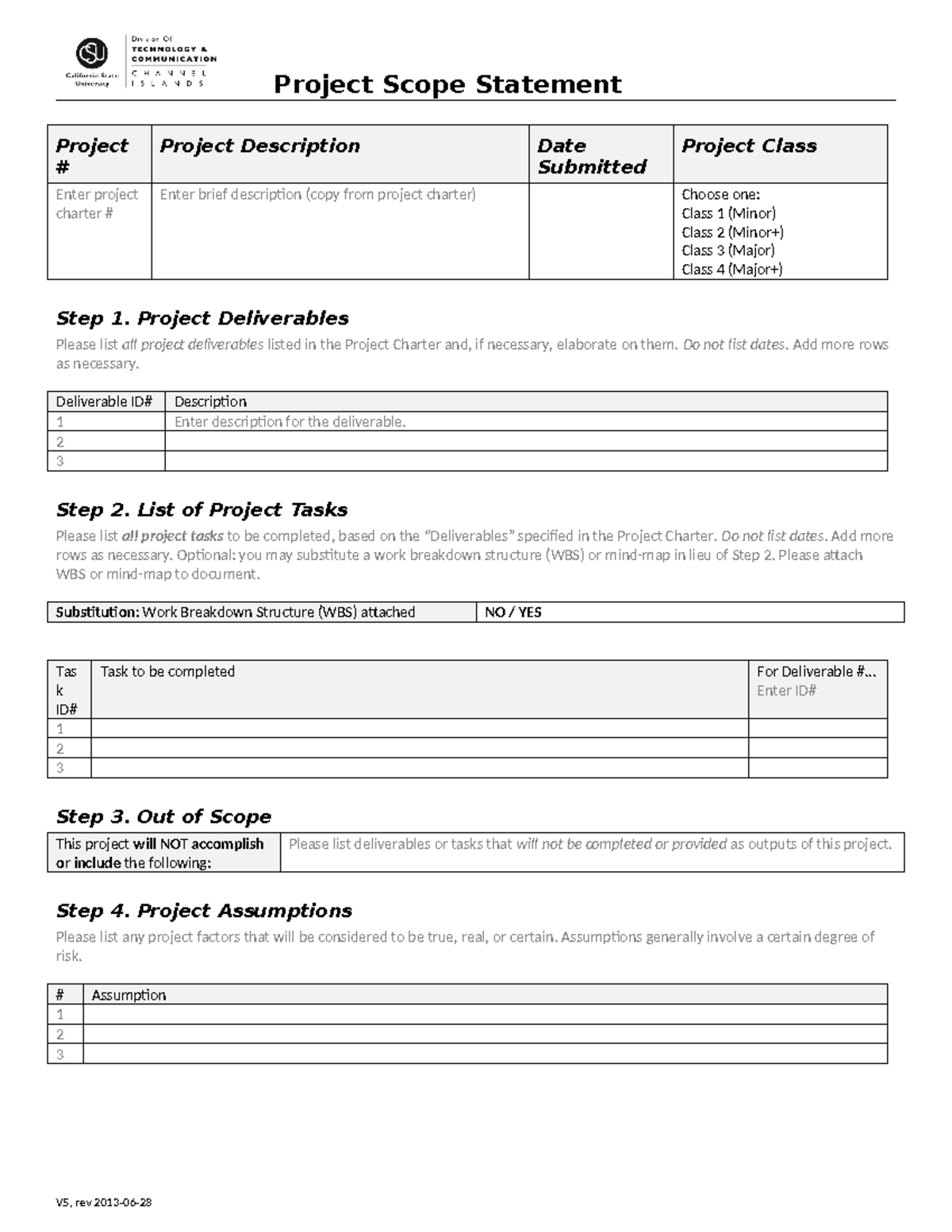 Project scope statement template - Project Scope Statement Project ...