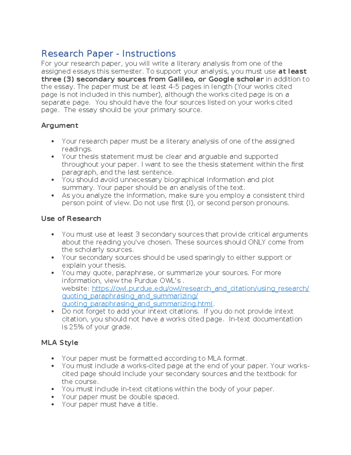 1101 Research Paper Instructions - Research Paper - Instructions For ...