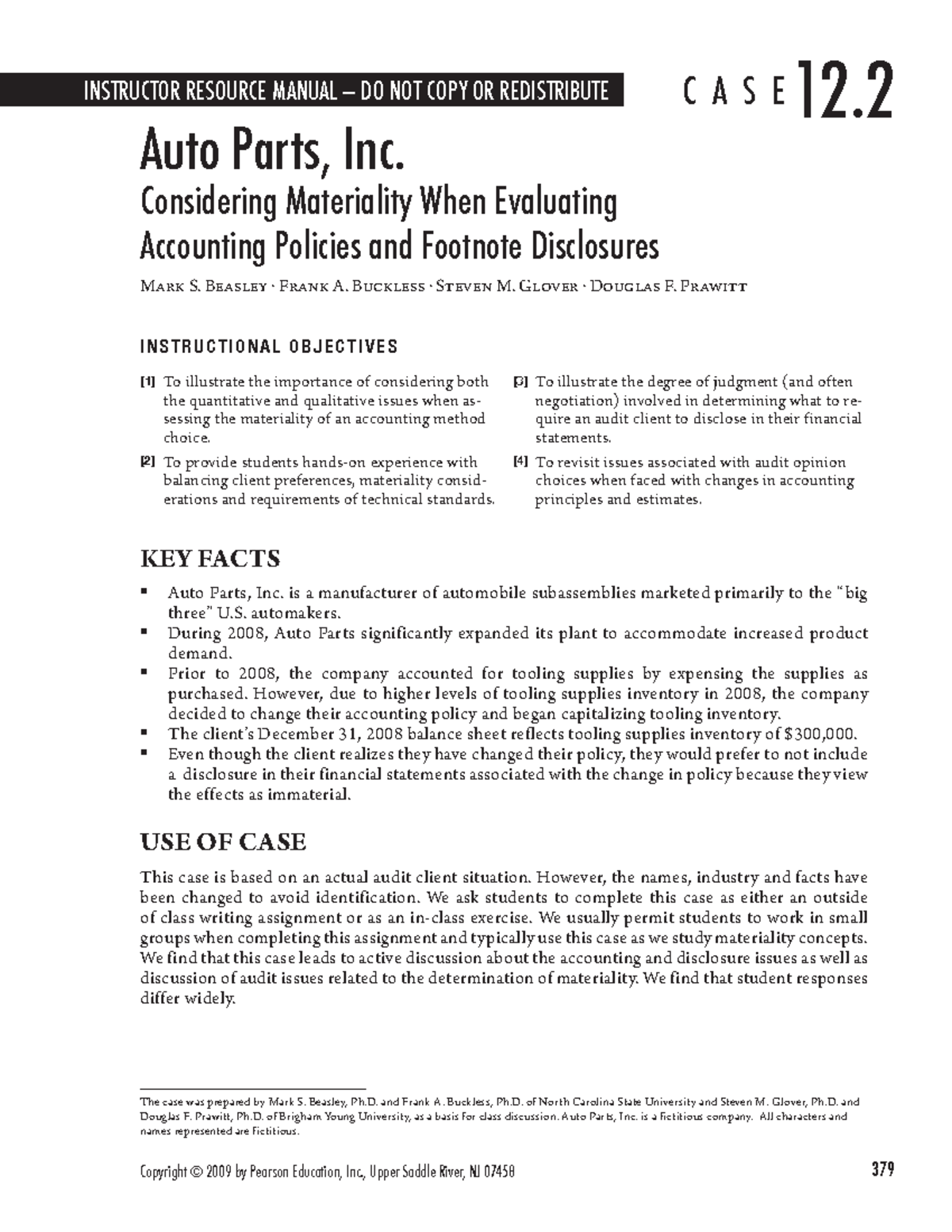 Case 12 - Case 12.2 - Copyright © 2009 by Pearson Education, Inc ...