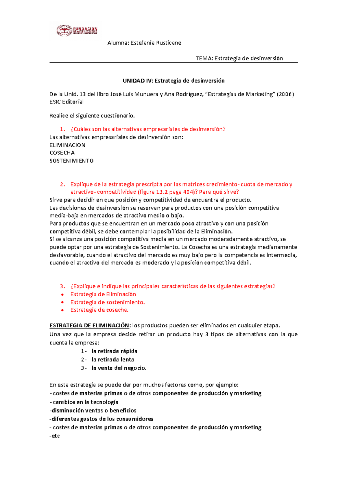 Desinversion Tema Estrategia De Desinversión Unidad Iv Estrategia