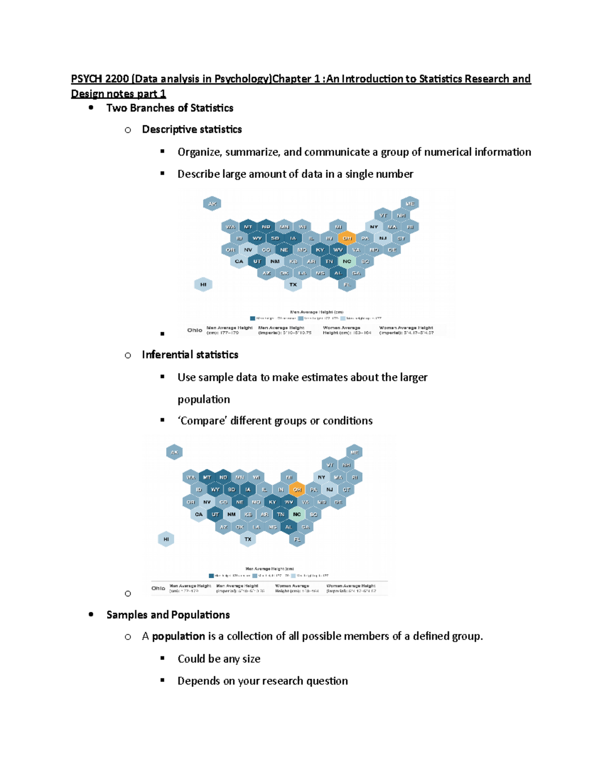 Psych 2200 chapter 1 notes part 1 - PSYCH 2200 (Data analysis in ...