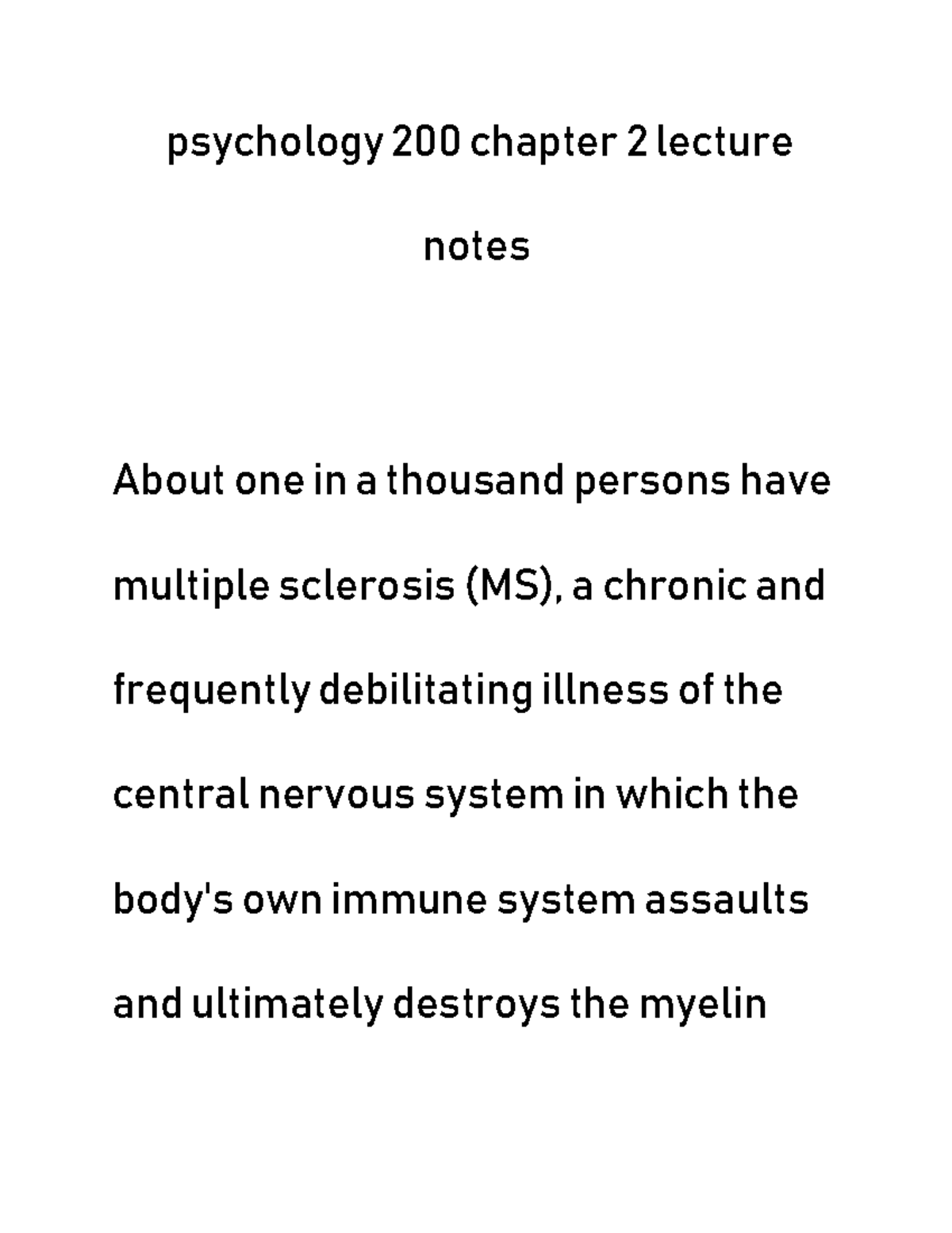 Document 2 Chapter 2 Psychology 200 Lecture Notes Psychology 200 Chapter 2 Lecture Notes 4265