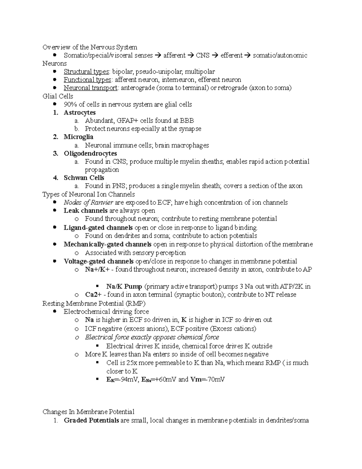 Test 1 Review Nervous System Overview Of The Nervous System Somatic 
