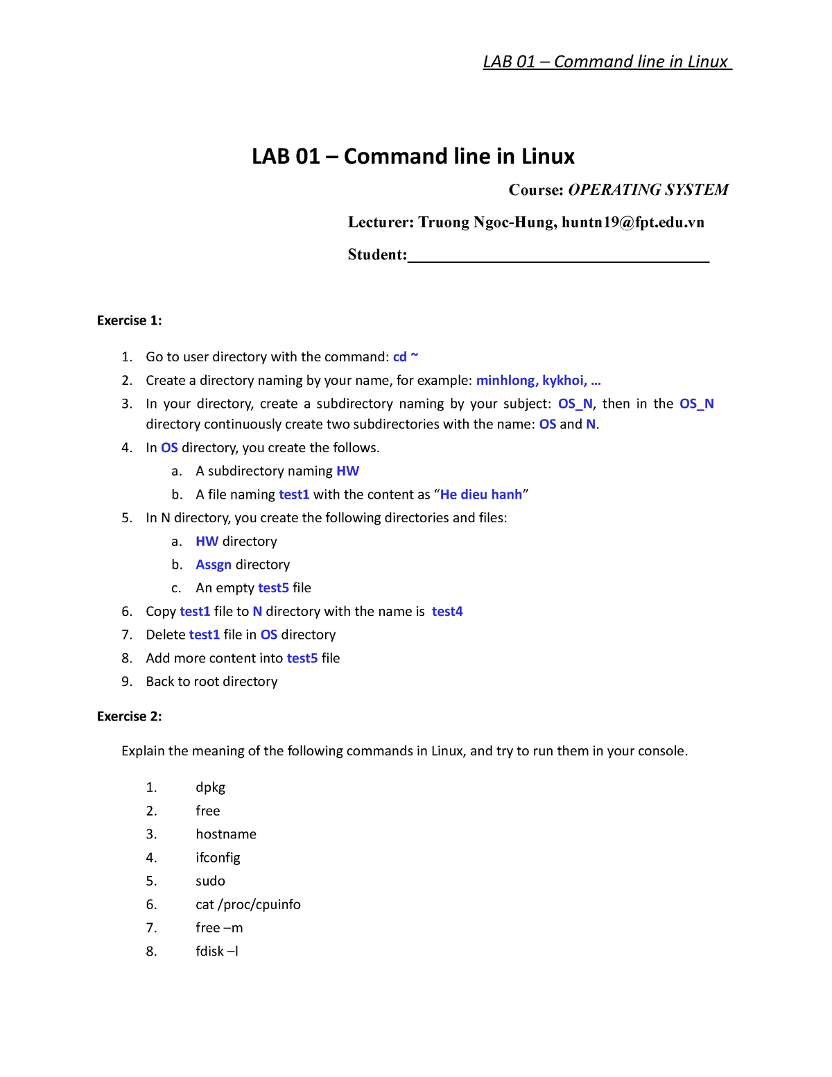 1-LAB 01 OSG202 Spring 23 - Operating System - FPT - Studocu