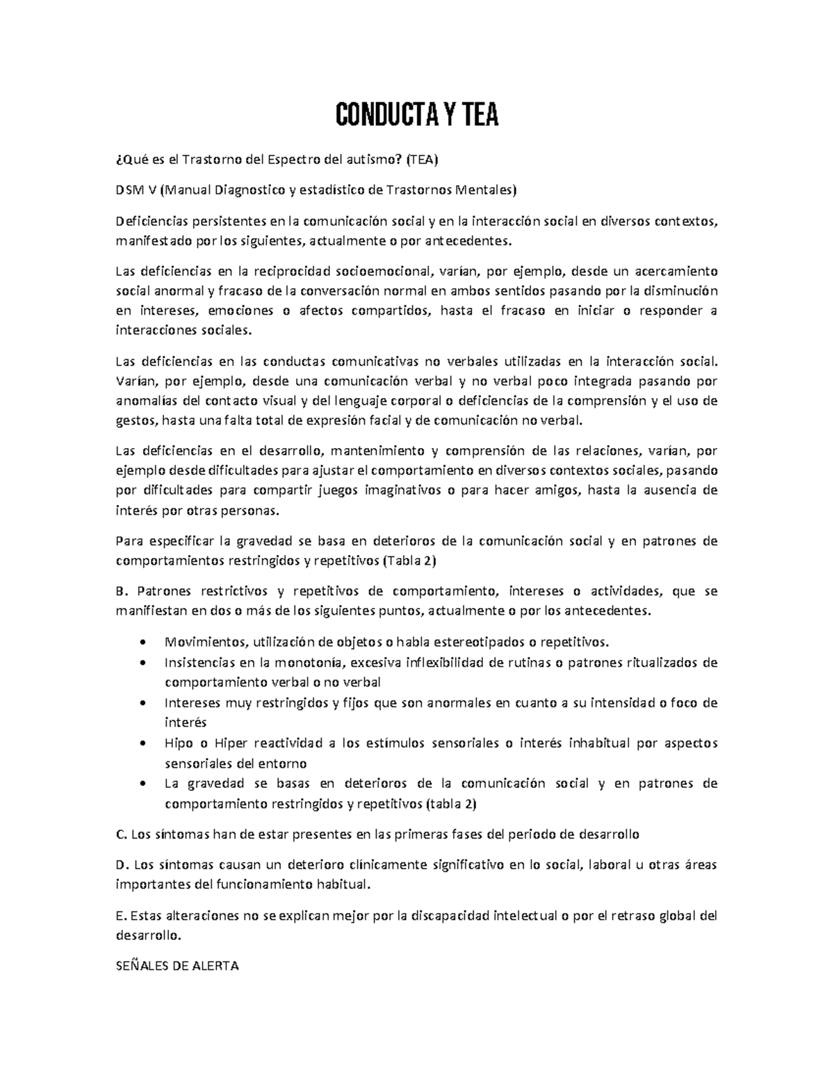 Conducta y TEA - Conducta y TEA ¿Qué es el Trastorno del Espectro del ...