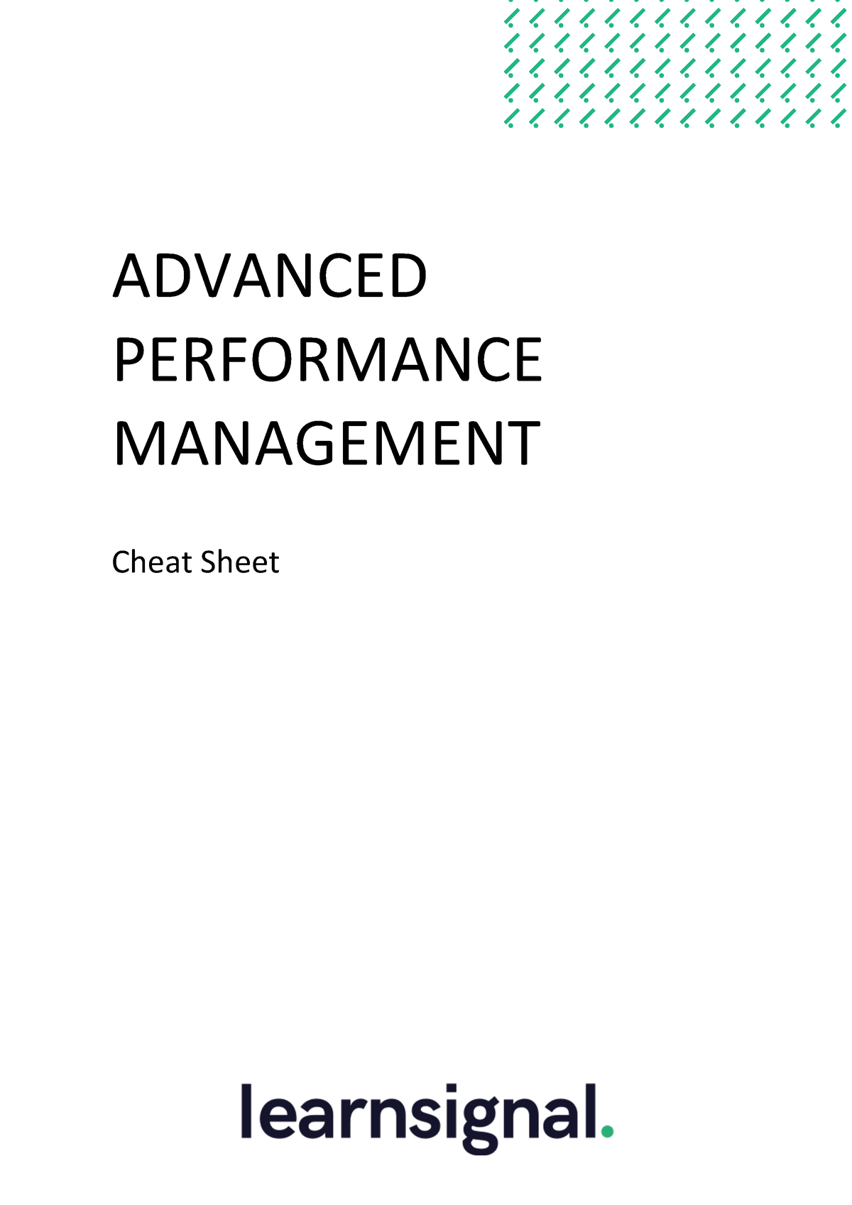 Apm cheat sheet and Formula for exam 2021 ADVANCED PERFORMANCE