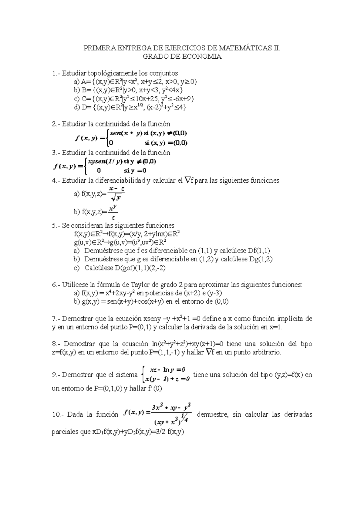 Boletin De Ejercicios 1 Studocu