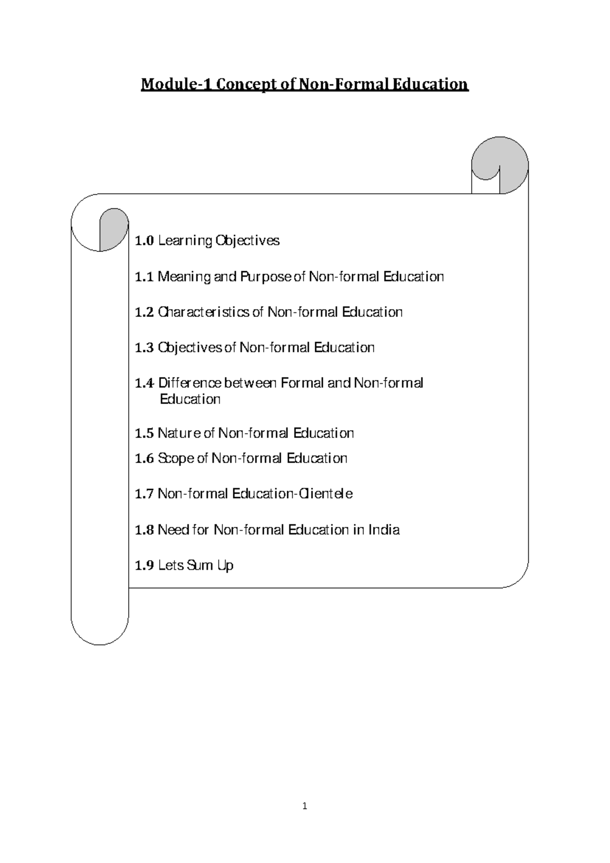 Module 1 Non formal education - Module-1 Concept of Non-Formal ...