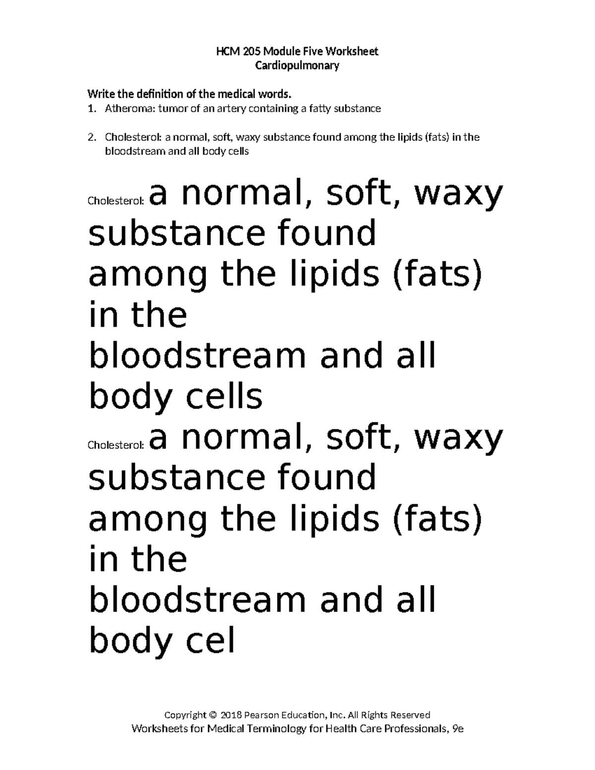 Hcm 205 Module Five Worksheet Hcm 205 Module Five Worksheet Cardiopulmonary Write The 4205