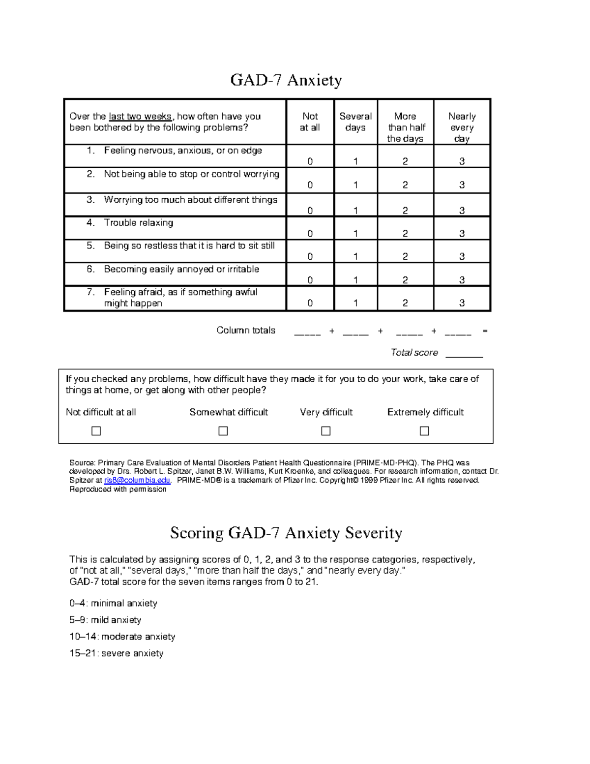 GAD-7 Anxiety-updated 0 - GAD-7 Anxiety Column totals ...