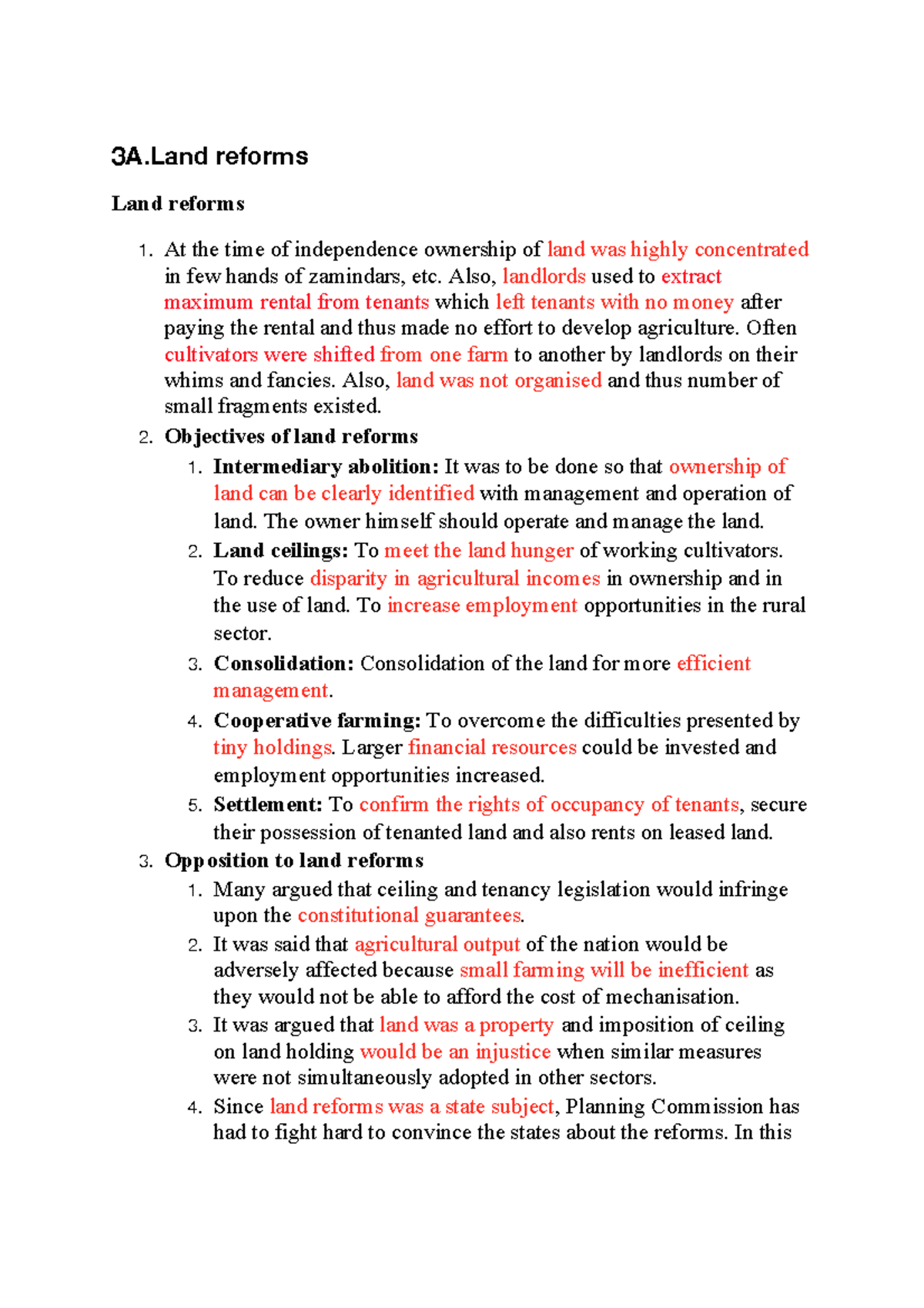 Land-Reforms - Notes On Land Reforms - 3A Reforms Land Reforms At The ...