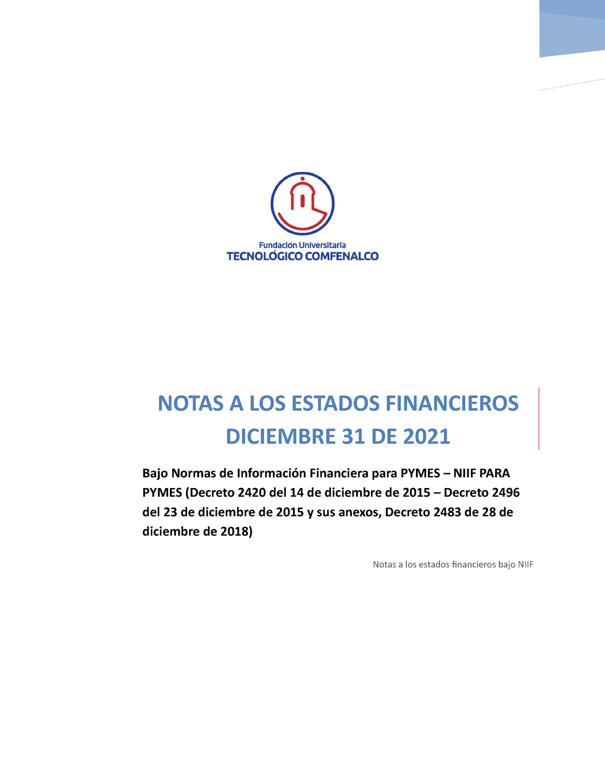 Notas Futco A 31 De Diciembre De 2021 Niif Notas A Los Estados