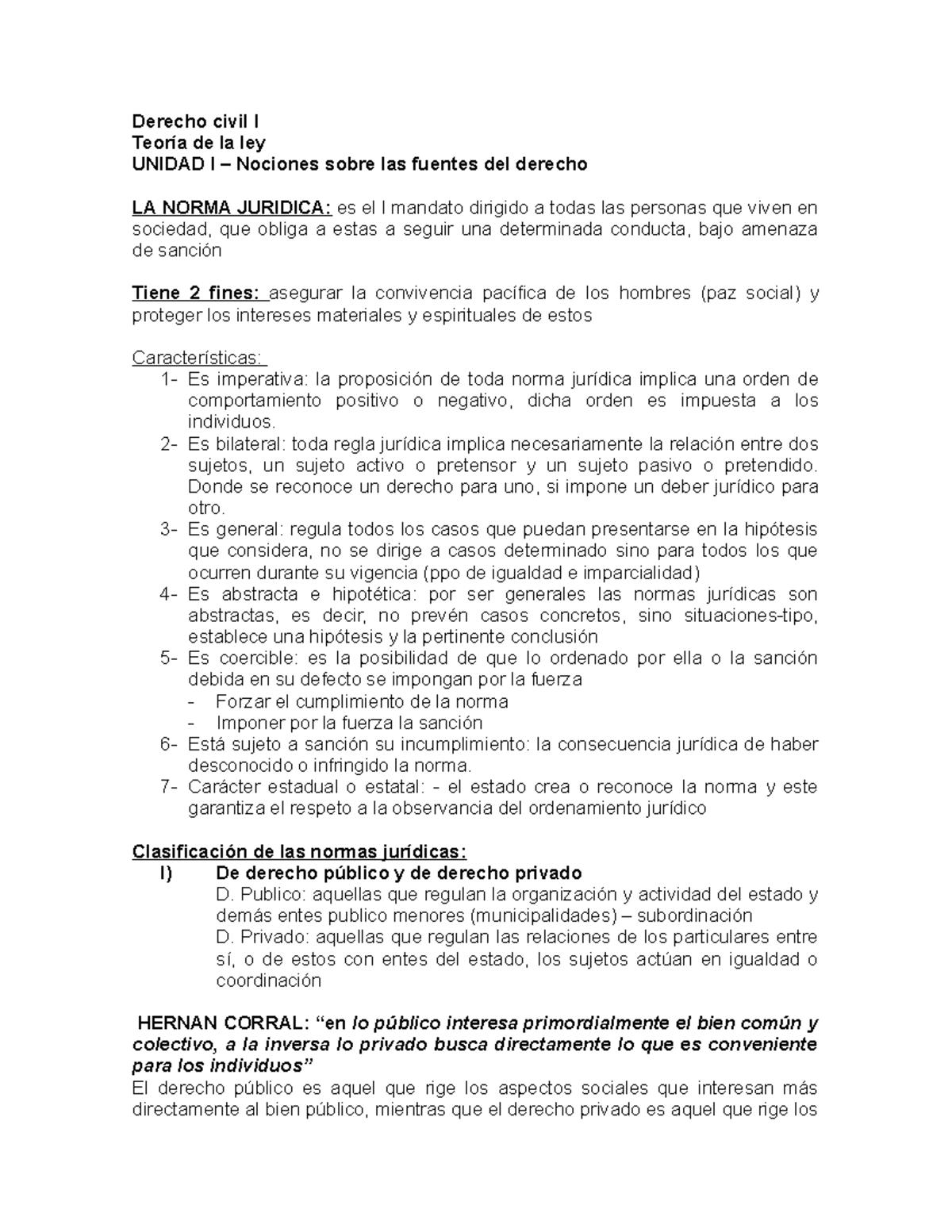 Resumen teoria de la ley y fuentes del derecho - Derecho civil I Teoría ...