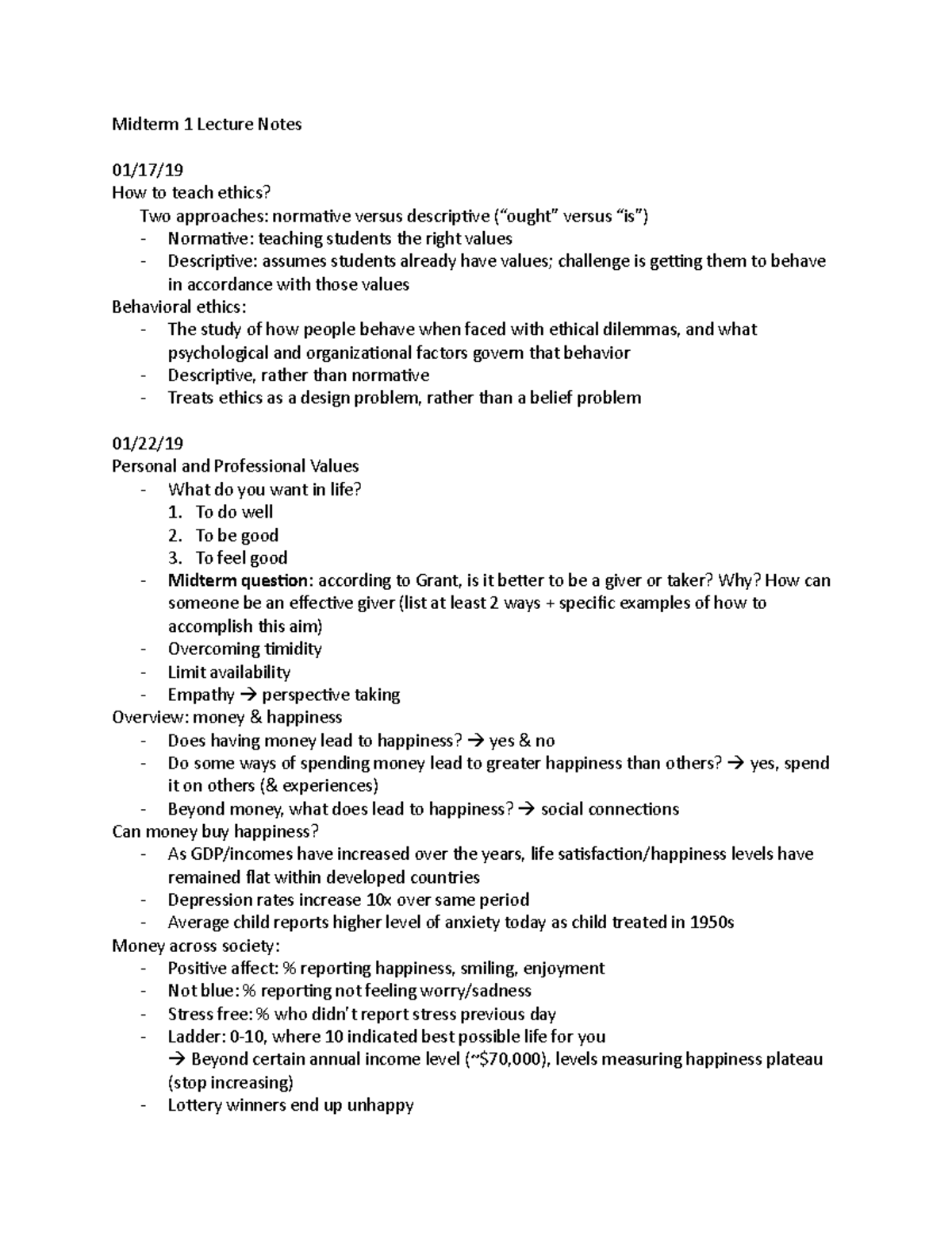 Midterm 1 Lecture Notes - Midterm 1 Lecture Notes 01/17/ How to teach ...