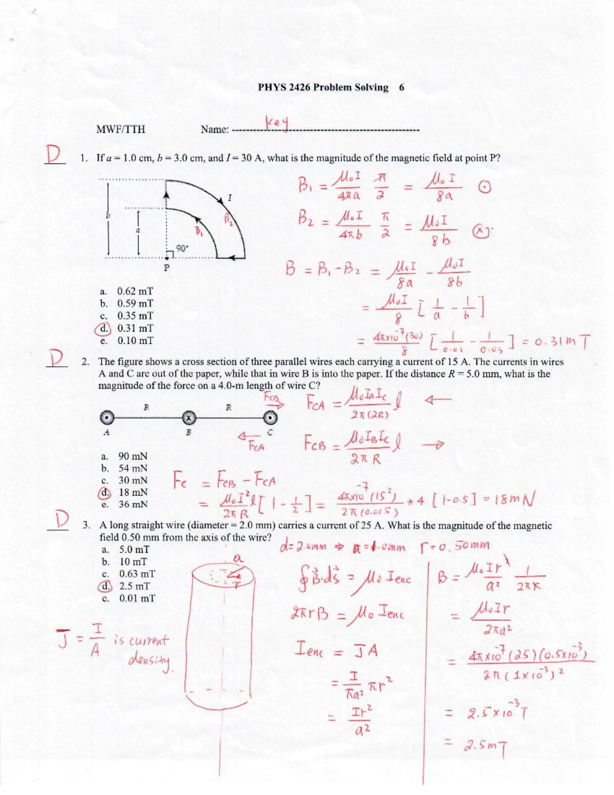 PHYS 2426 Problem Solving 6 Key - PHYS-2426 - Studocu