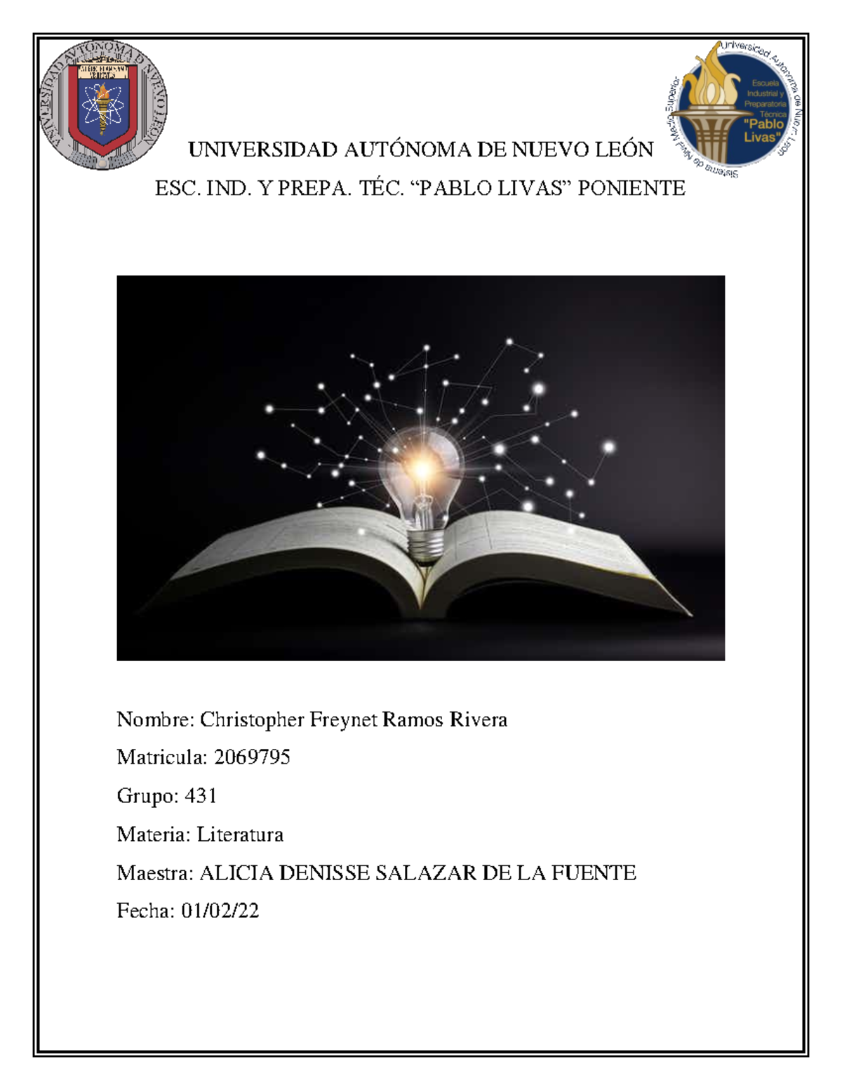 Requisito etapa 1 Literatura - UNIVERSIDAD AUTÓNOMA DE NUEVO LEÓN ESC ...