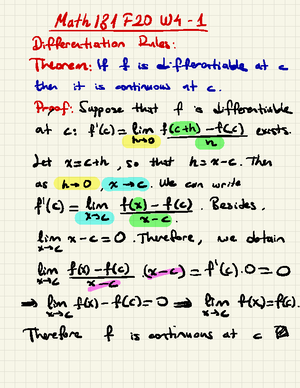 Math131 W4-2 - Ev : If fH=I¥ And f 'tü ? 8h : H ftx ) = the by quot ...